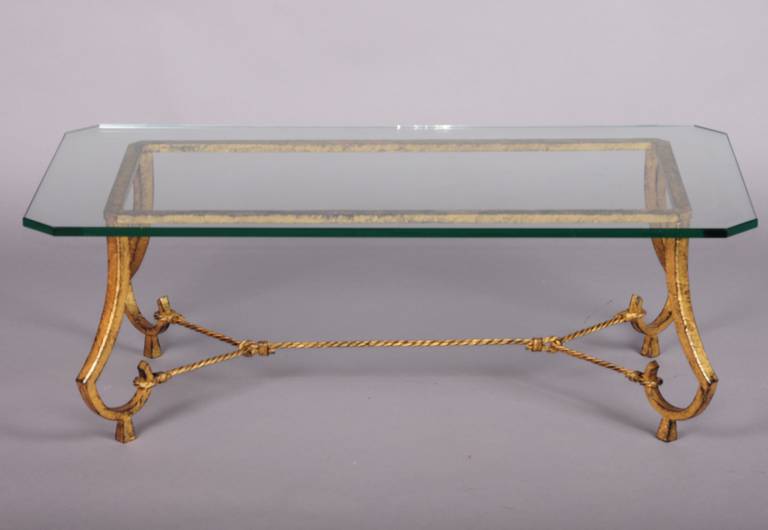 Maison Ramsay Superb Gold Leaf Wrought Iron Rope and Knots Coffee Table 3