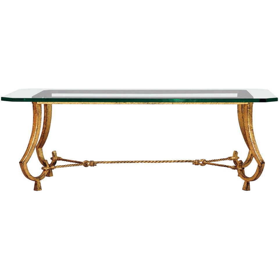 Maison Ramsay Superb Gold Leaf Wrought Iron Rope and Knots Coffee Table