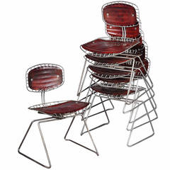 Set of Six Beaubourg Chairs by Michel Cadestin