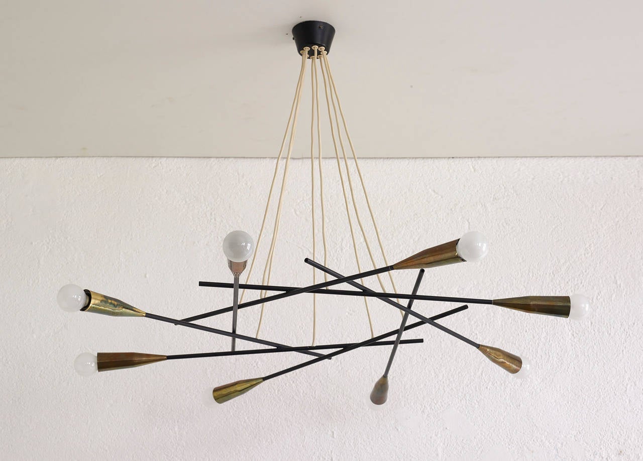 Chandelier Attributed to Giampiero Aloi for Stilnovo In Excellent Condition In grand Lancy, CH