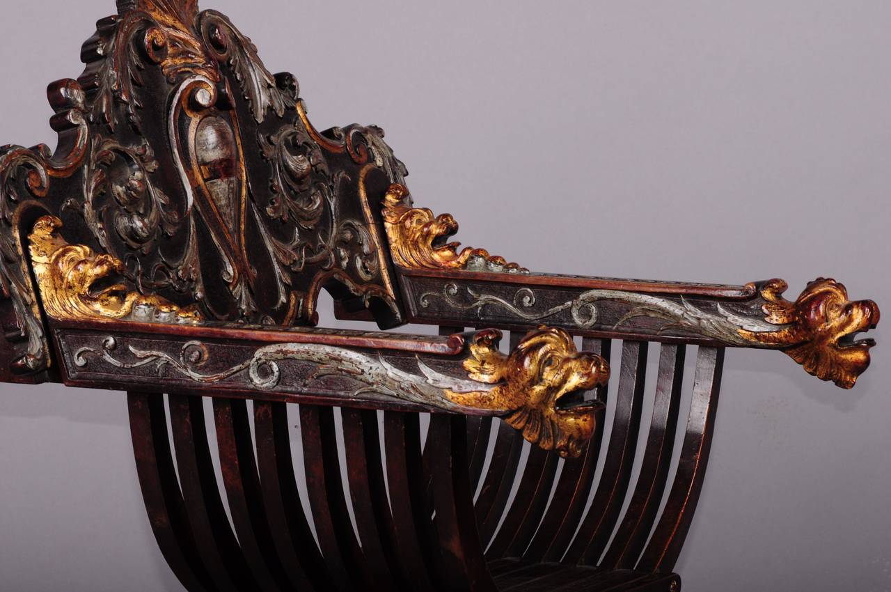 17th Century Italian or Spanish Antique Dagobert Chair