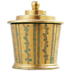 Wilhelm Kage Gilt Tobacco Jar with Tendril Ornament, Signed 1930
