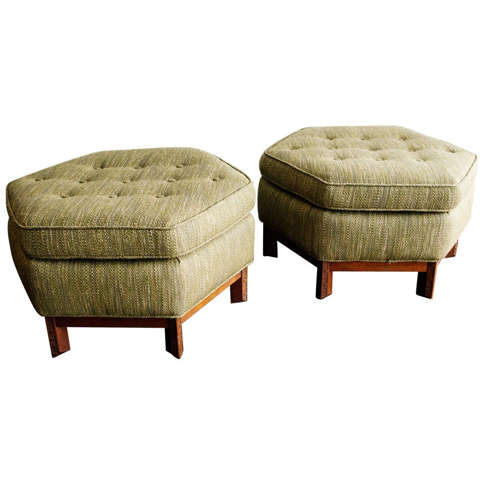Pair of Frank Lloyd Wright Ottomans, United States, Mid 1950s For Sale
