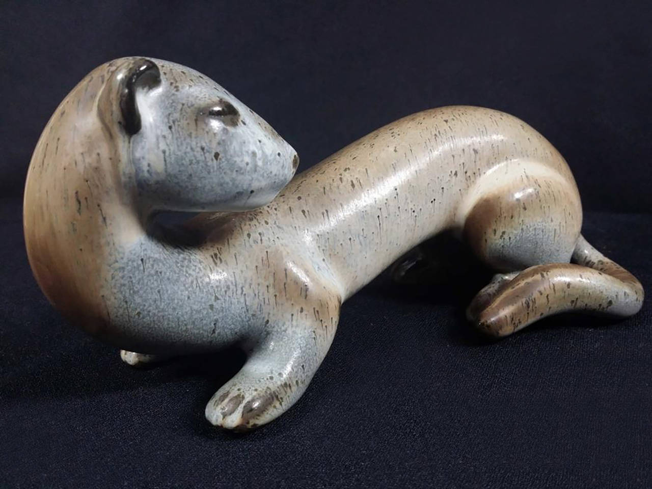 Scandinavian Modern Ceramic Weasel Sculpture by Gunnar Nylund For Sale