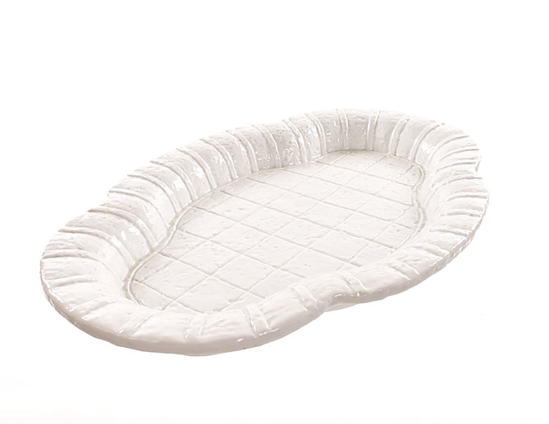 Large White Ceramic Platter by Gunnar Nylund, Sweden, 1950s