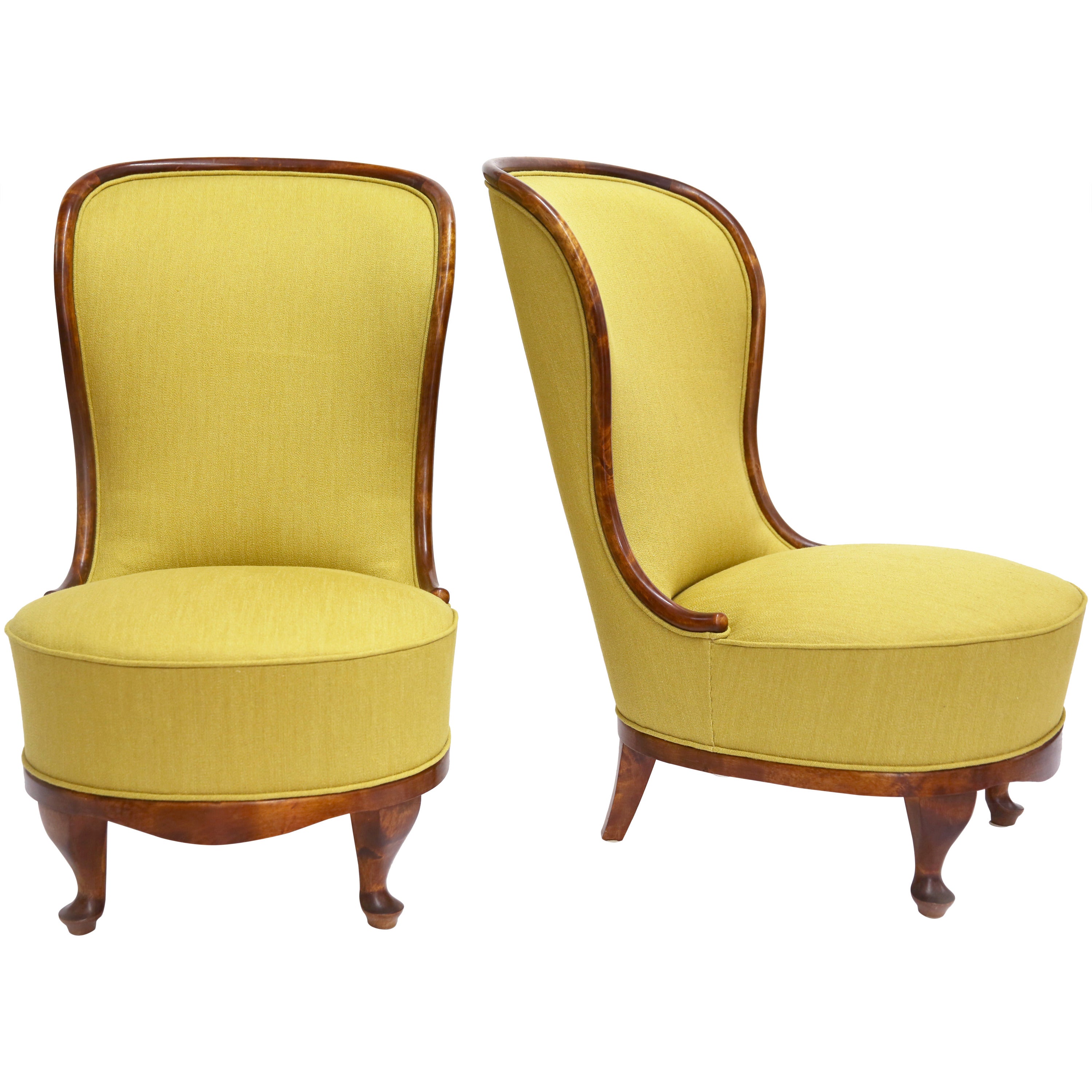 Pair of Slipper Chairs by Tor Wolfenstein, Early 1940s For Sale