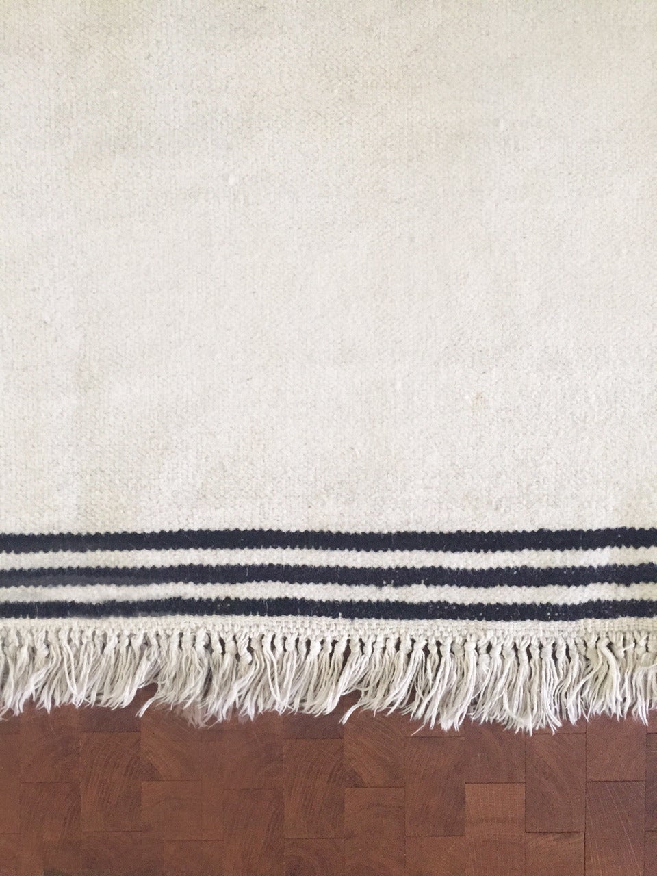 Danish Handwoven Carpet in Natural White and Black Wool by Vibeke Klint, Denmark, 1960s For Sale