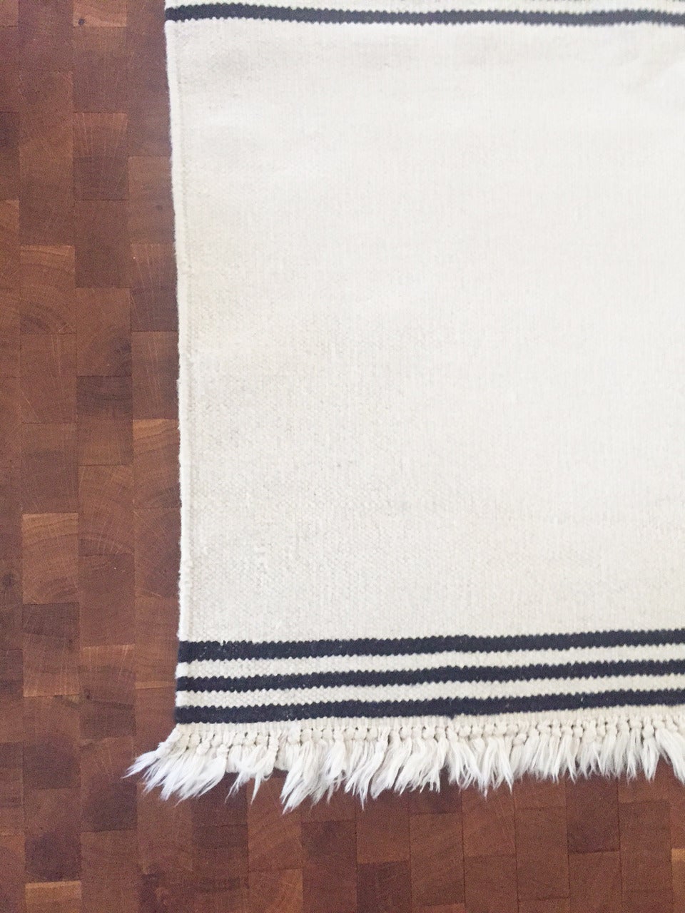 Scandinavian Modern Handwoven Carpet in Natural White and Black Wool by Vibeke Klint, Denmark, 1960s For Sale