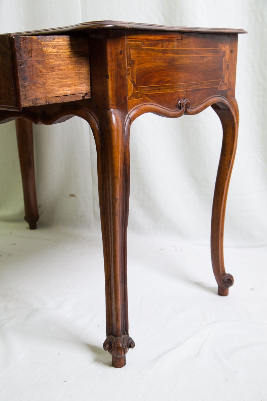 Wood Louis XV Italian Inlaid Console or Writing Table