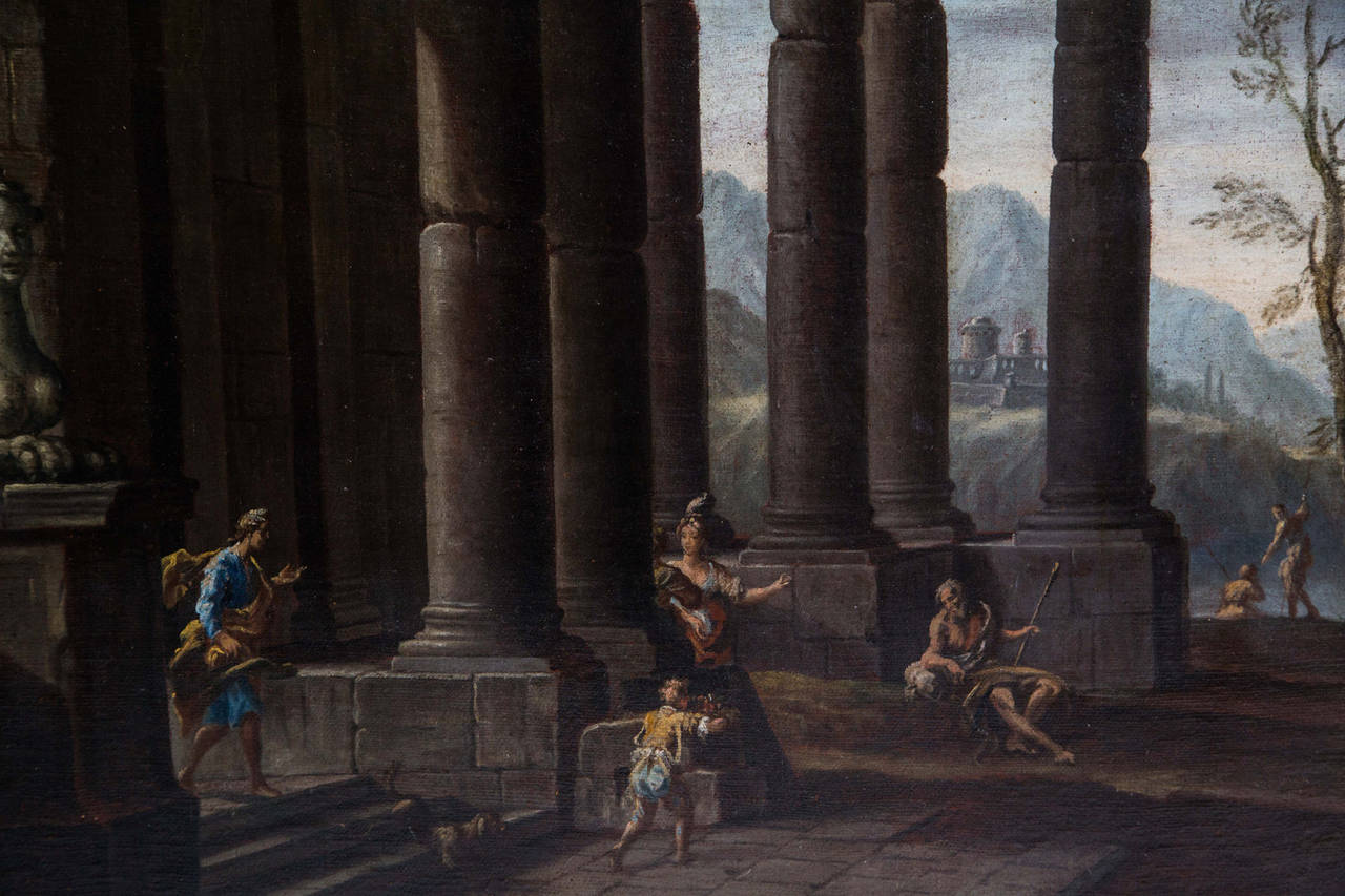 17th Century Architecture Painting Attributed to Alberto Carlieri