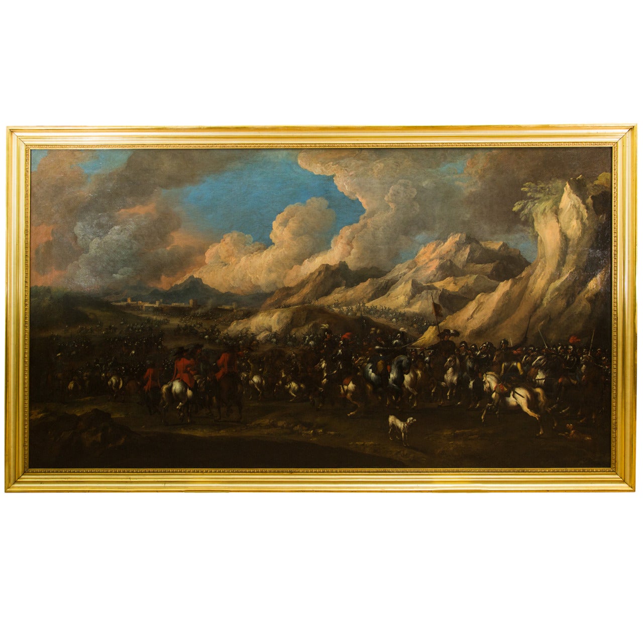 17th Century Battle Painting Attributed to Antonio Calza For Sale