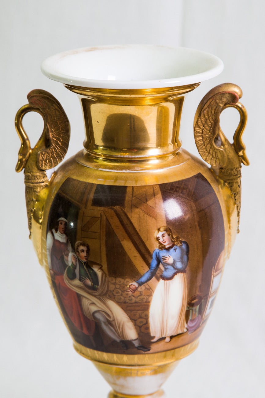 Lovely decorated French vases, gold and paint
