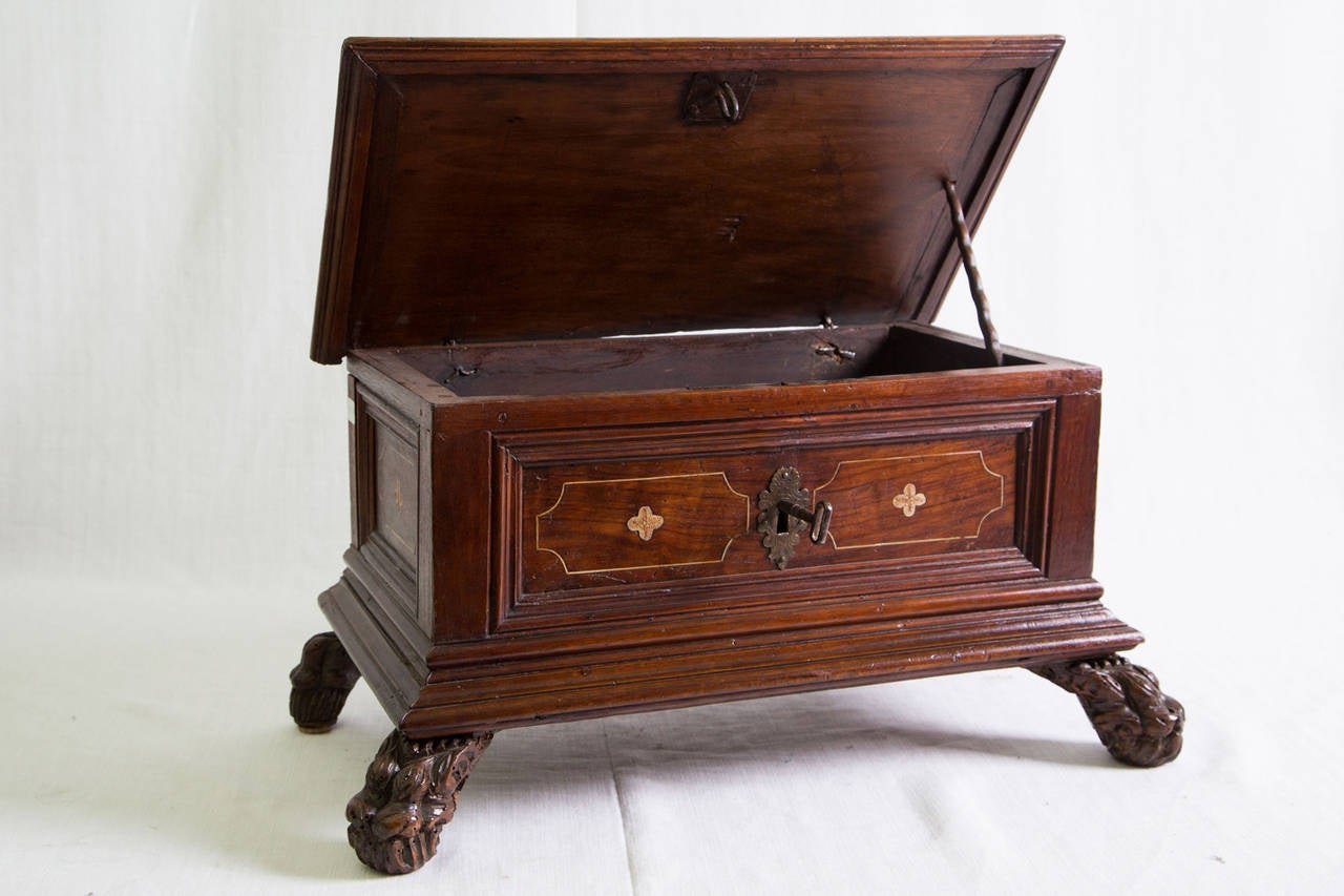 17th Century Italian Inlaid Walnut Chest 3