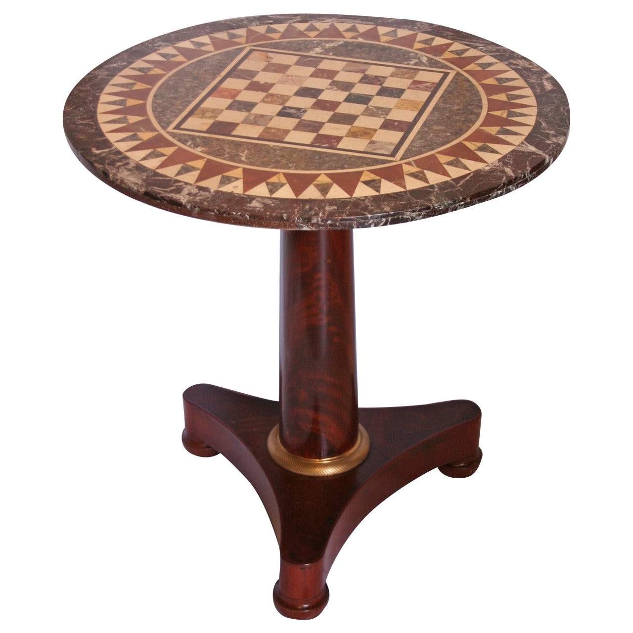 Small First Empire Table with Inlaid Marble Top For Sale
