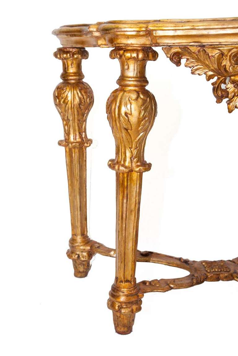 Italian Pair of Golden Roman Consoles, Louis XIV For Sale