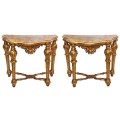 Pair of Golden Roman Consoles, Louis XIV