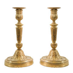 French Louis XVI Gilt Bronze Candle Sticks