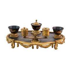 19th Century French Gilt and Papier Machè Inkwell