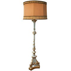 20th Century Limoges Lamp, Golden and Light Blue