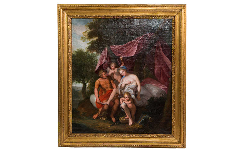 Beautiful French oil on canvas painting of the end of the 18th century