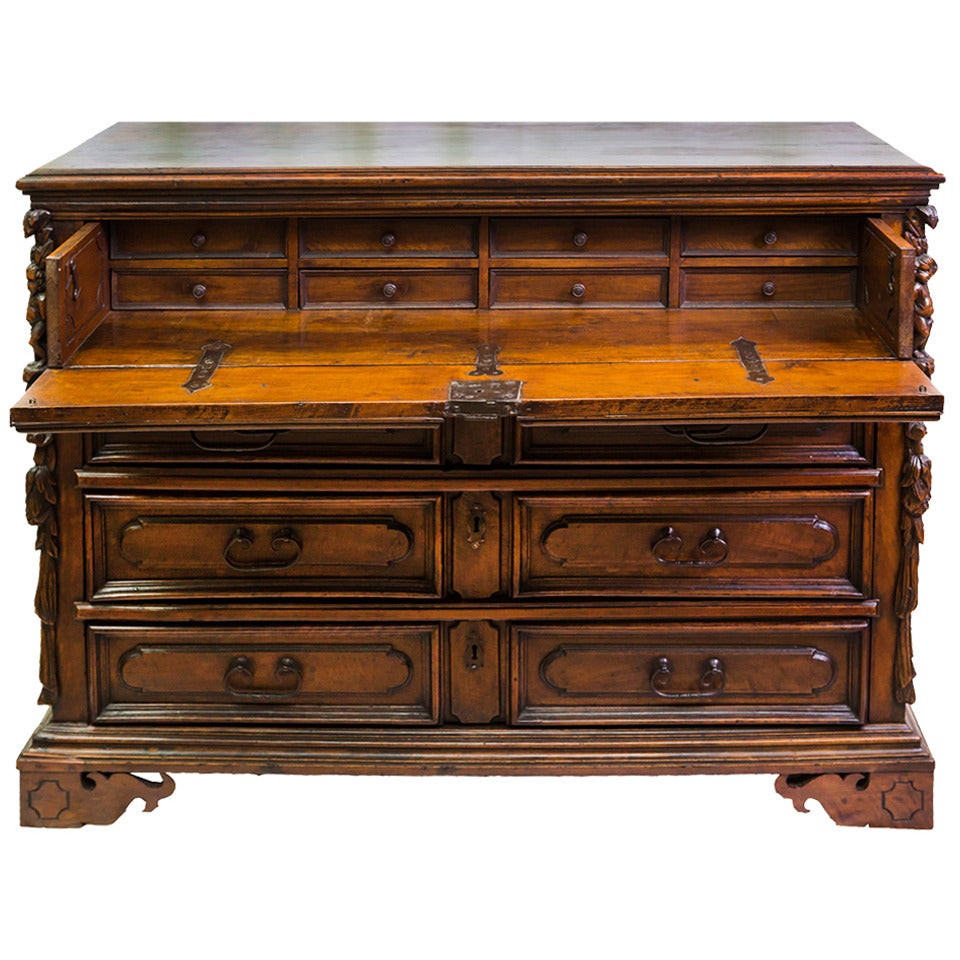 Louis XIV Italian Chest of Drawers with Small Ribalta
