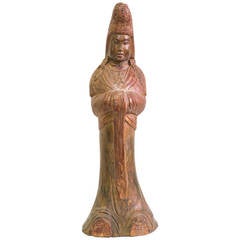 19th Century Thai Divinity Wood Statue