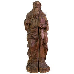 15th Century Sant'Antonio Abate Wood Statue by Bartolomeo Dall'Occhio