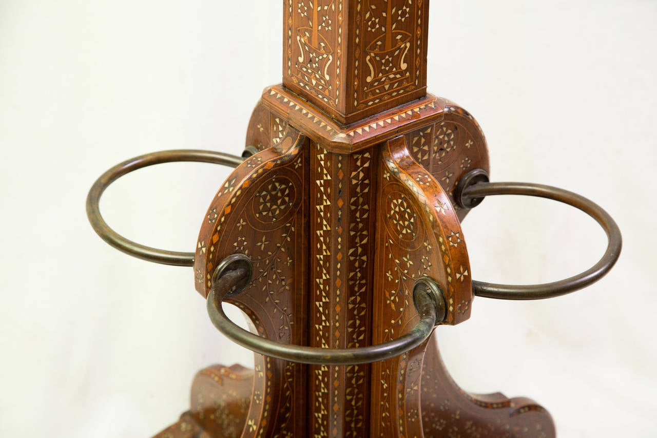 Wood 19th Century Italian Standing Coat Hanger with Inlays