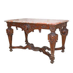 Louis XIV Oak Wood Table de Milieu "aux Mascarons"