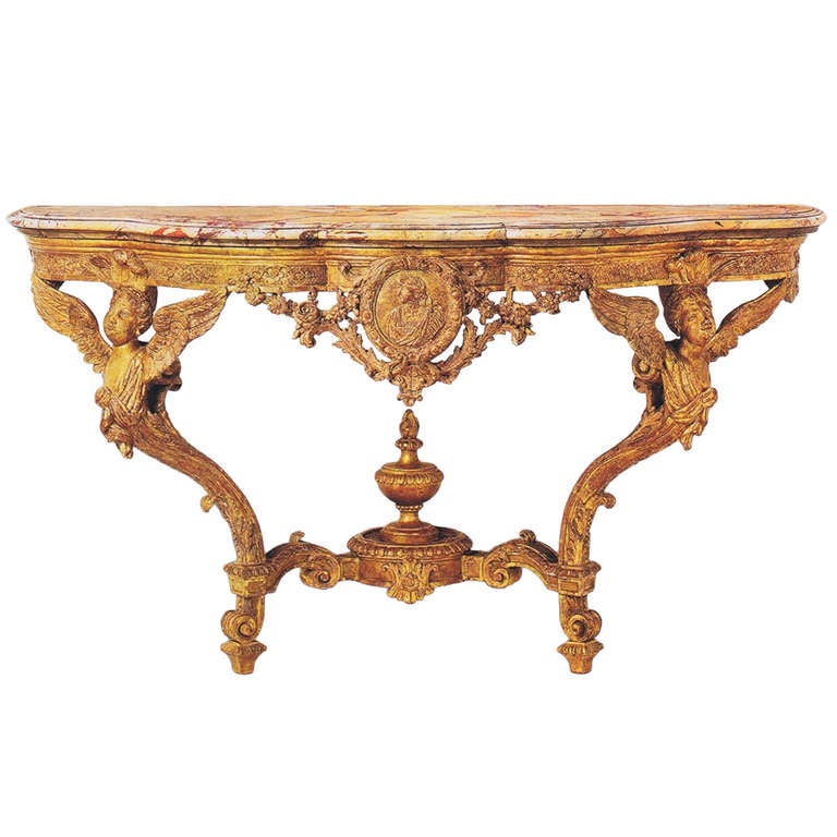 Regence Gilt Wood Console Table For Sale