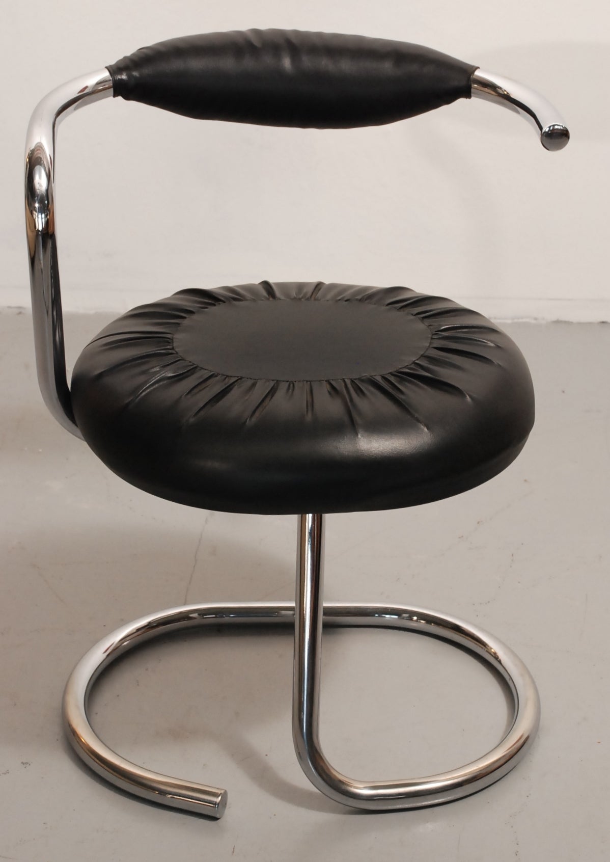 Space Age Nice Set of Stoppino Chairs with Black Upholstery For Sale