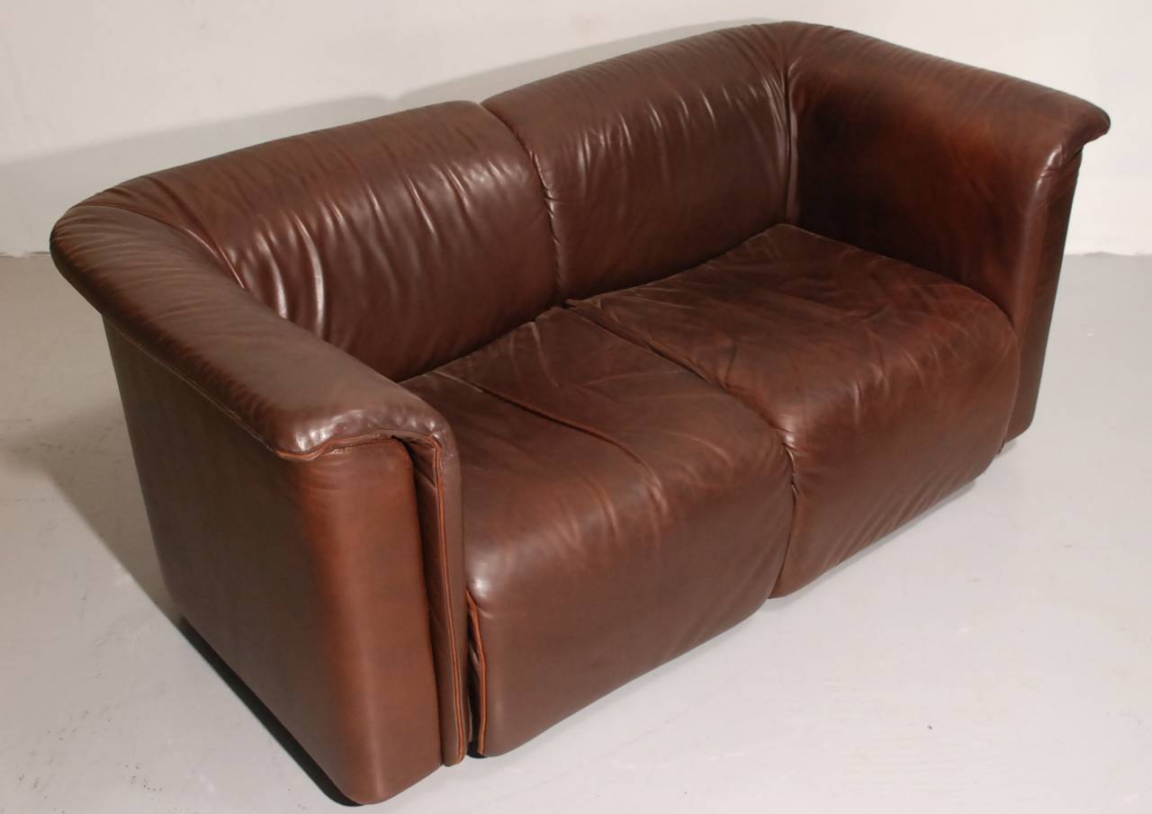 Mid-Century Modern One of Two Leather Two-Seat 