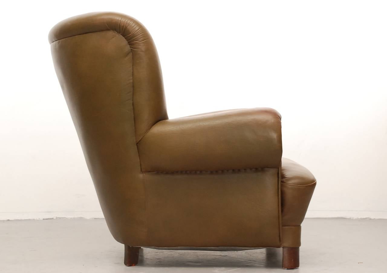 Mid-20th Century Danish Giant Club Chair in Leather (incl delivery US) For Sale