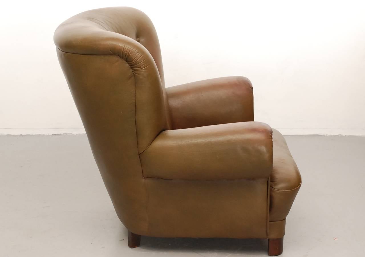Foam Danish Giant Club Chair in Leather (incl delivery US) For Sale