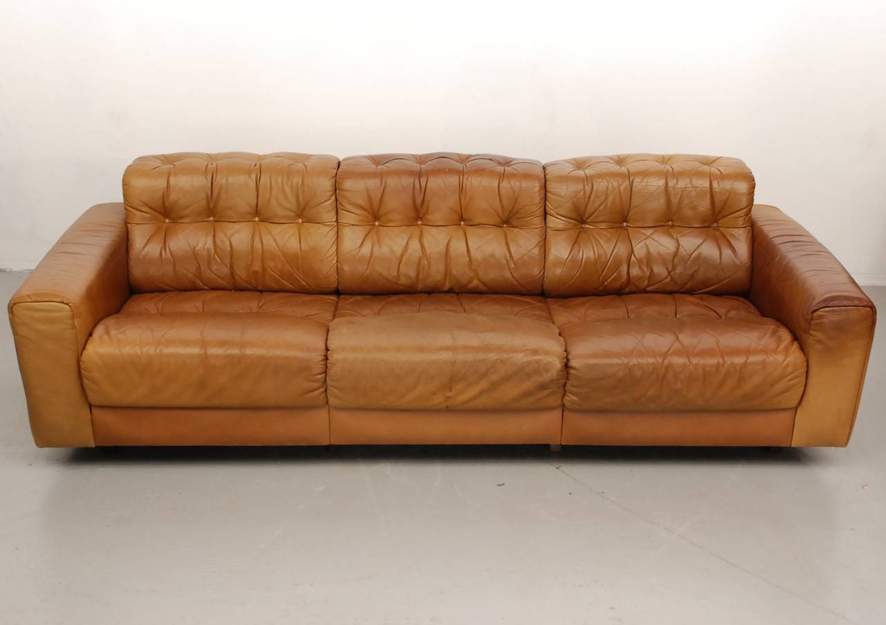 Mid-Century Modern De Sede DS40 Three-Seat Sofa in Natural Leather (incl delivery US)