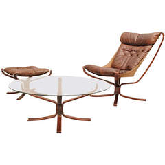 Falcon Club Chair with Hocker and Side Table