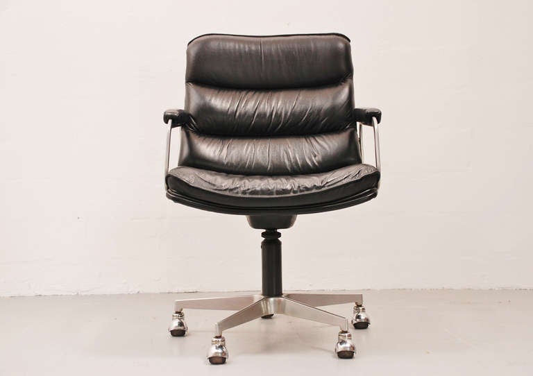 Dutch Artifort Office Chair in Black Leather