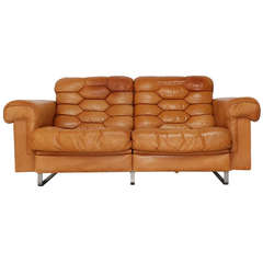 Superb original De Sede DS-P two-seater couch in cognac leather