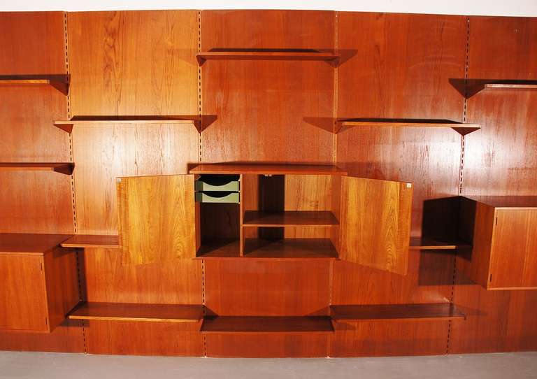 Metal Incredible Teak Wall System from Kai Kristiansen For Sale