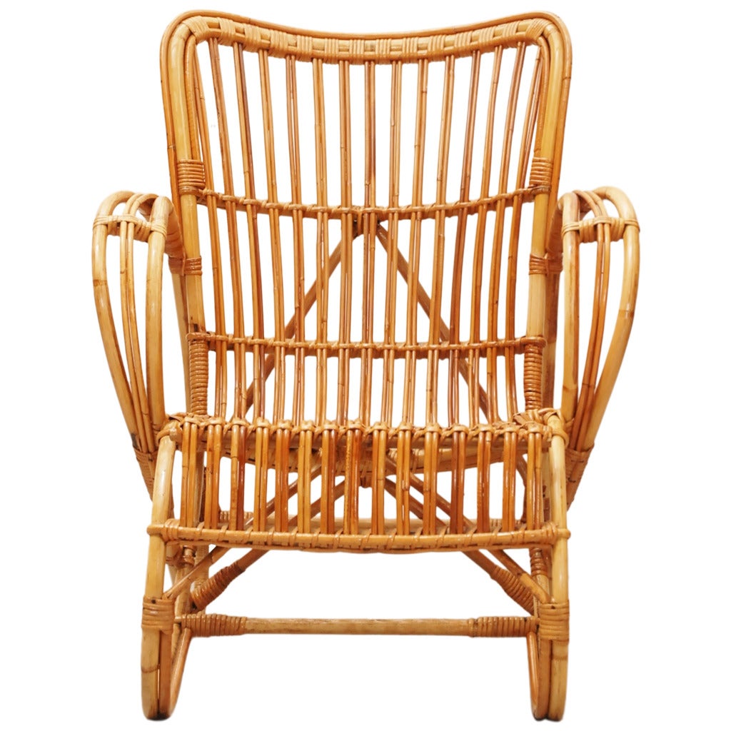 Rohé Rattan Club Chair For Sale