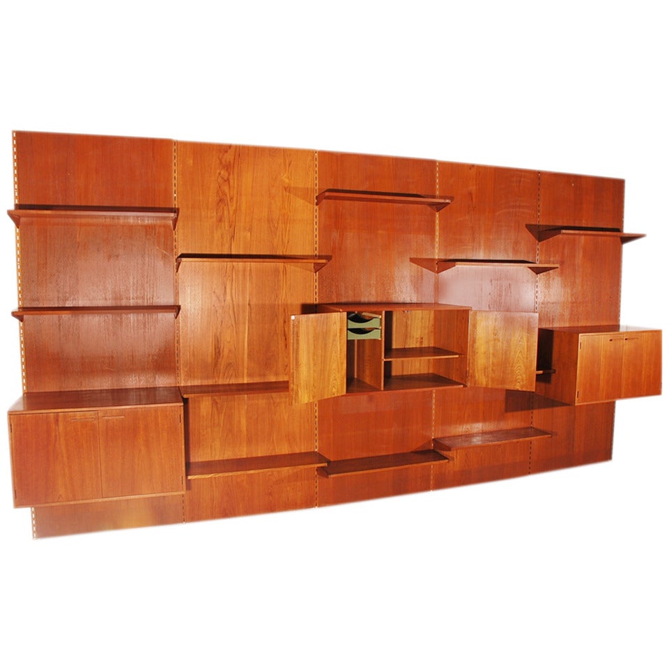 Incredible Teak Wall System from Kai Kristiansen For Sale