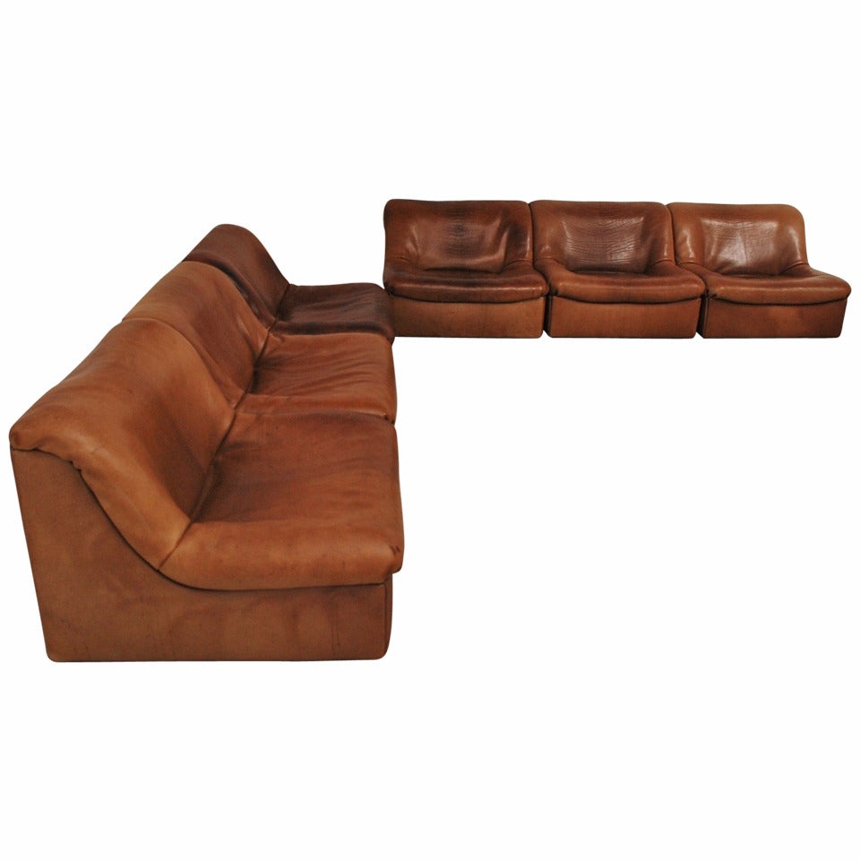 Beautiful De Sede DS-46 Lounging Set in Thick Buffalo Leather For Sale