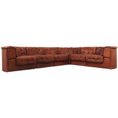 Vintage Superb De Sede DS-11 Sofa in Cognac-Colored Leather with Club Chair