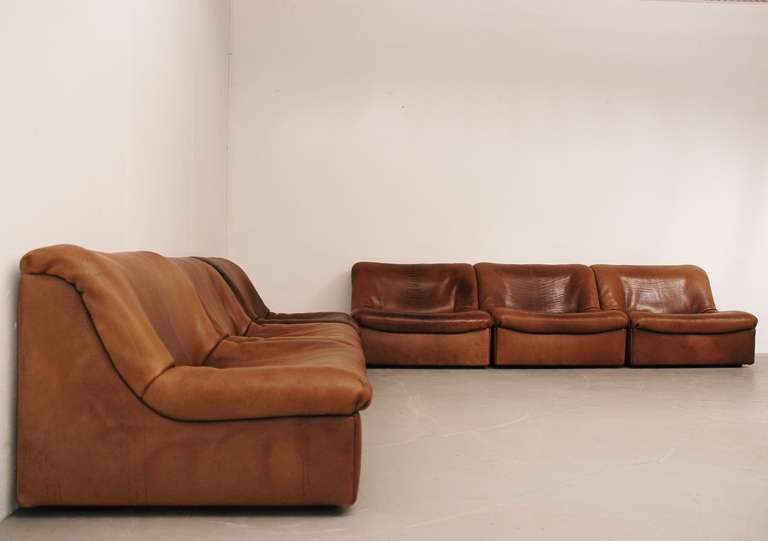 Mid-Century Modern Beautiful De Sede DS-46 Lounging Set in Thick Buffalo Leather For Sale