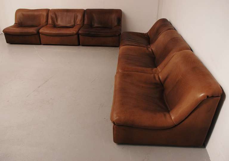 Swiss Beautiful De Sede DS-46 Lounging Set in Thick Buffalo Leather For Sale