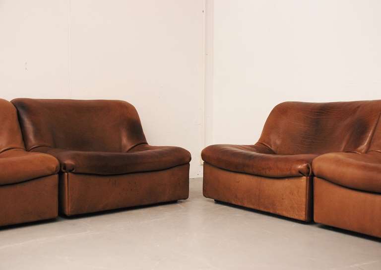 Late 20th Century Beautiful De Sede DS-46 Lounging Set in Thick Buffalo Leather For Sale