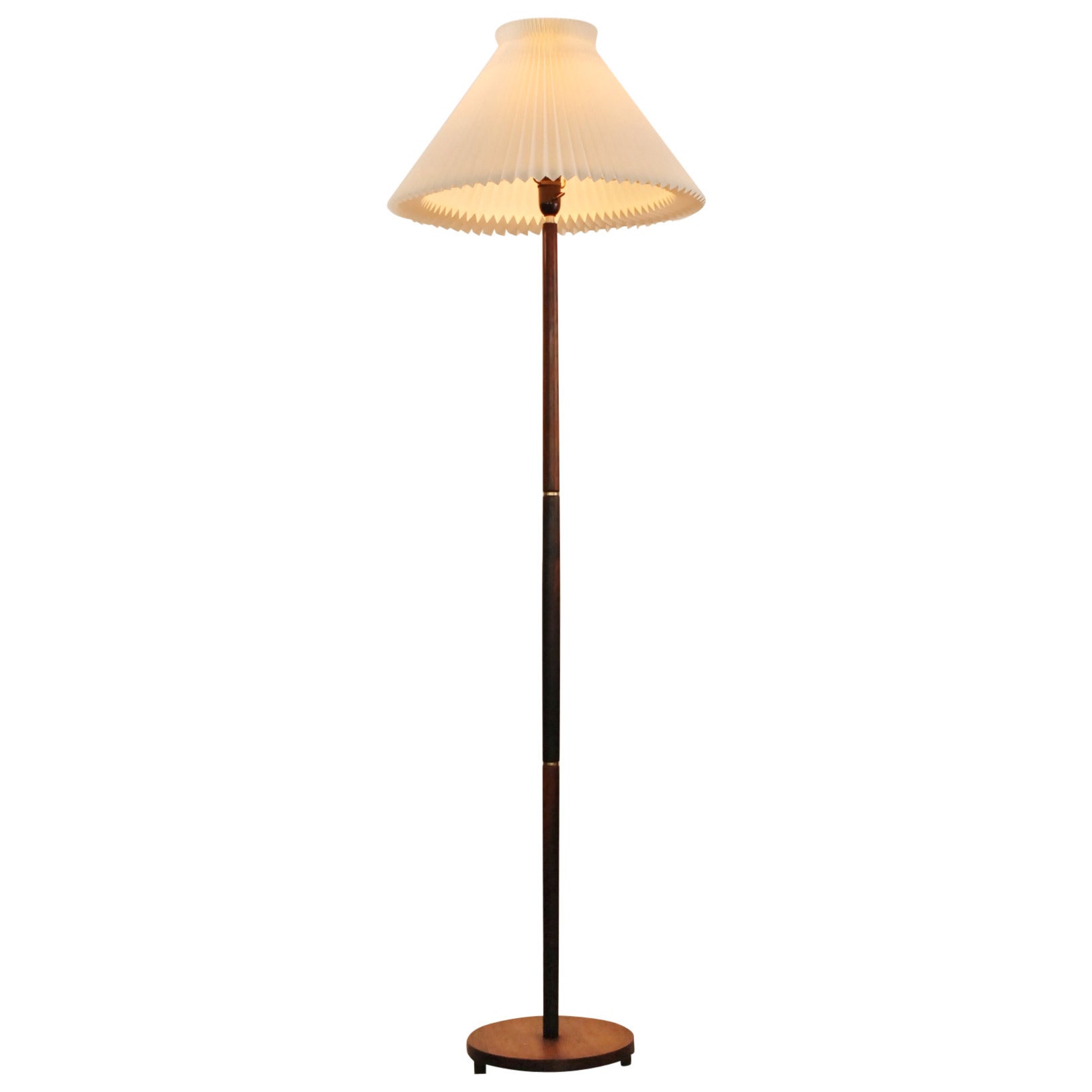 Danish Floor Lamp with Leklint Shade For Sale