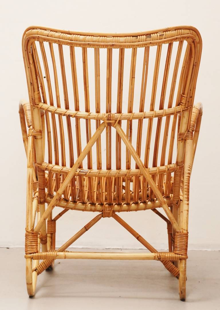 Rattan Original high rattan club chair from Rohé For Sale