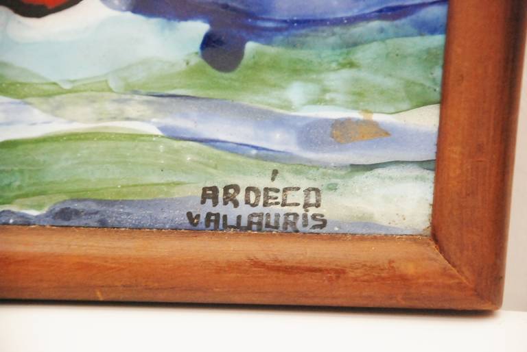 Mid-Century Modern Hand-Painted Vallauris Tile Tableau For Sale