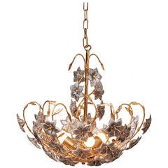 Superb Italian Art Chandelier with Murano Flowers